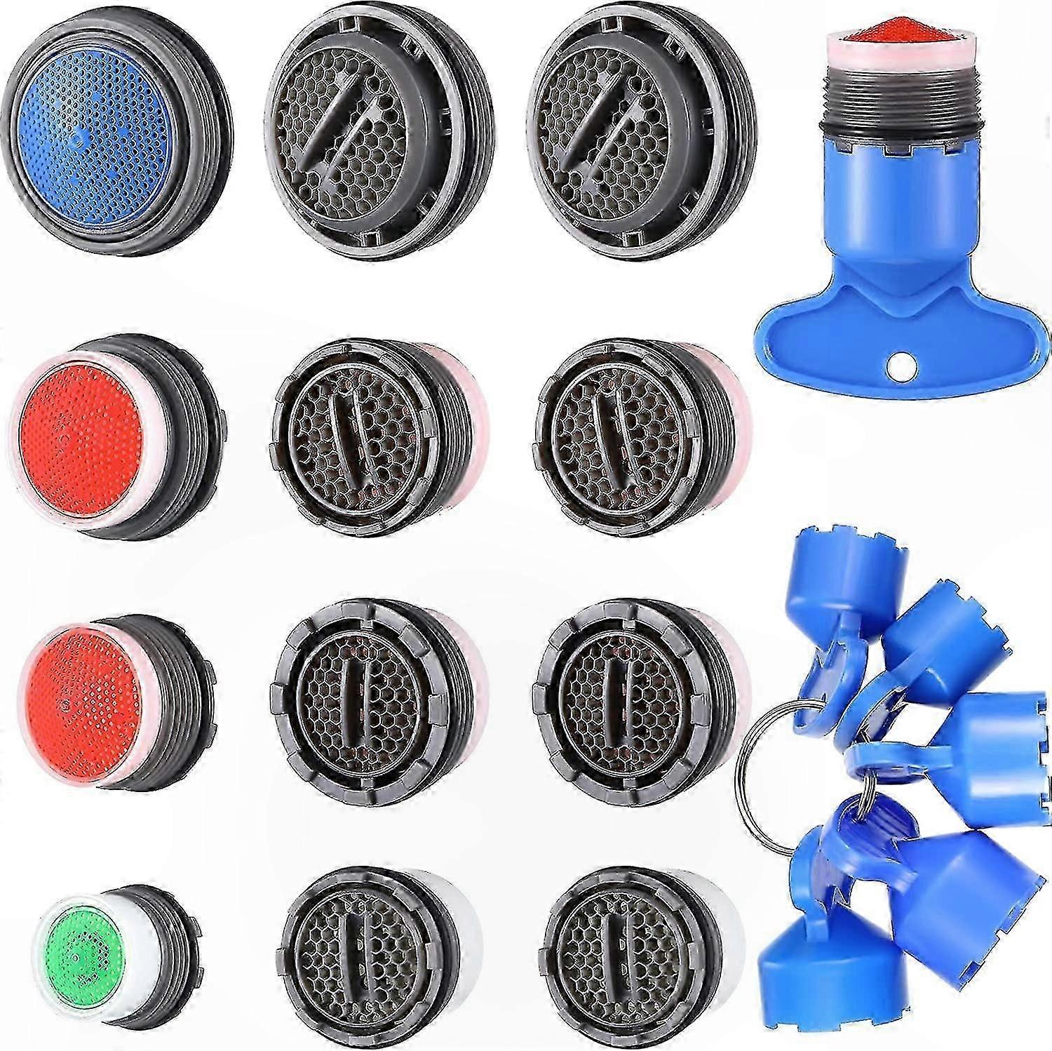 12-Pack Sink Aerator Replacements with 5 Removal Wrench Tools, Compatible with M16.5, 18.5, 21.5, 24mm Faucet Sizes
