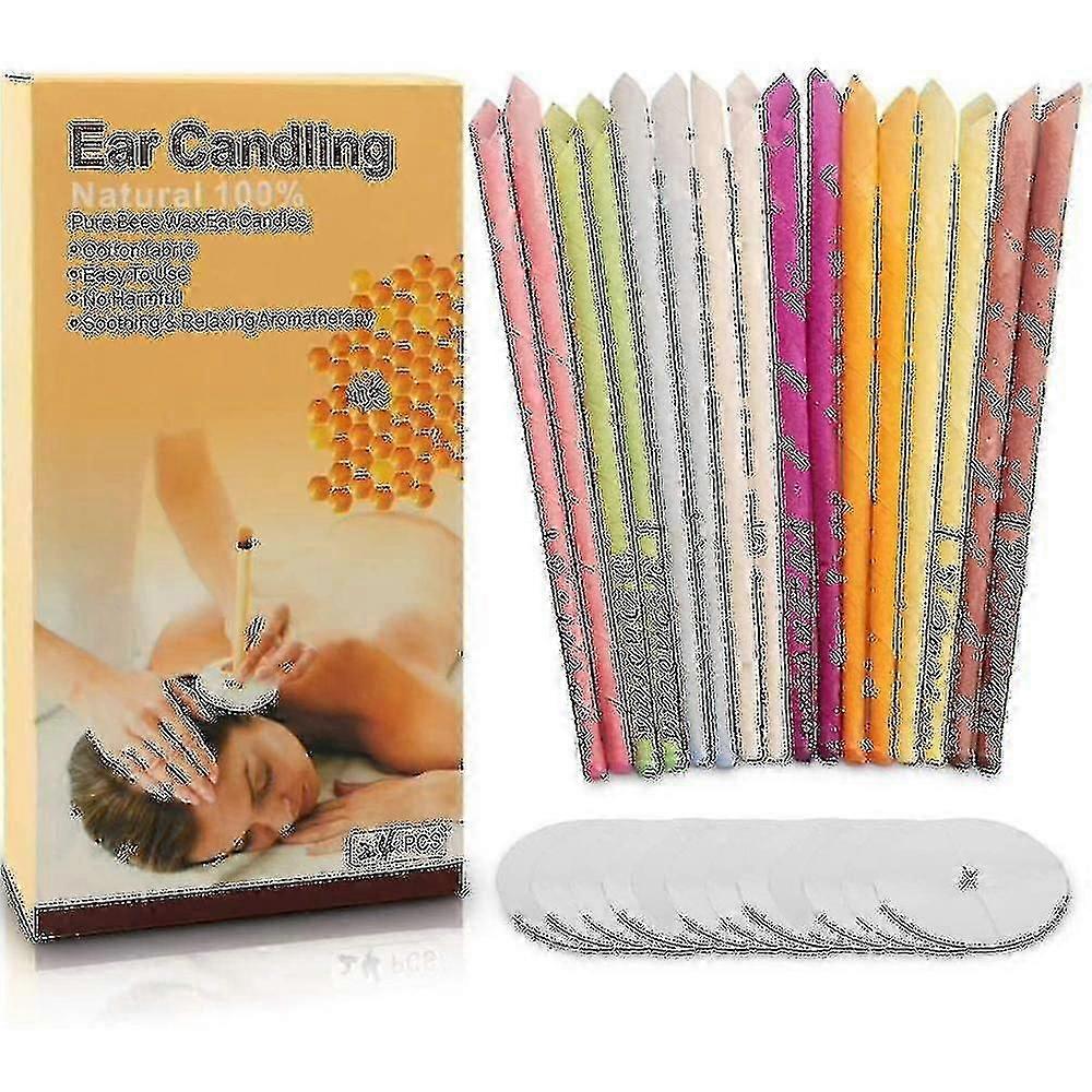 24pcs Natural Ear Candles,beeswax Hollow Cone Candling Non-toxic