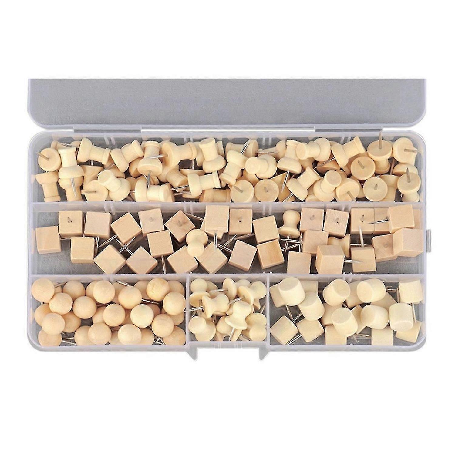 180 Wooden Push Pins Geometric Shape for DIY Craft