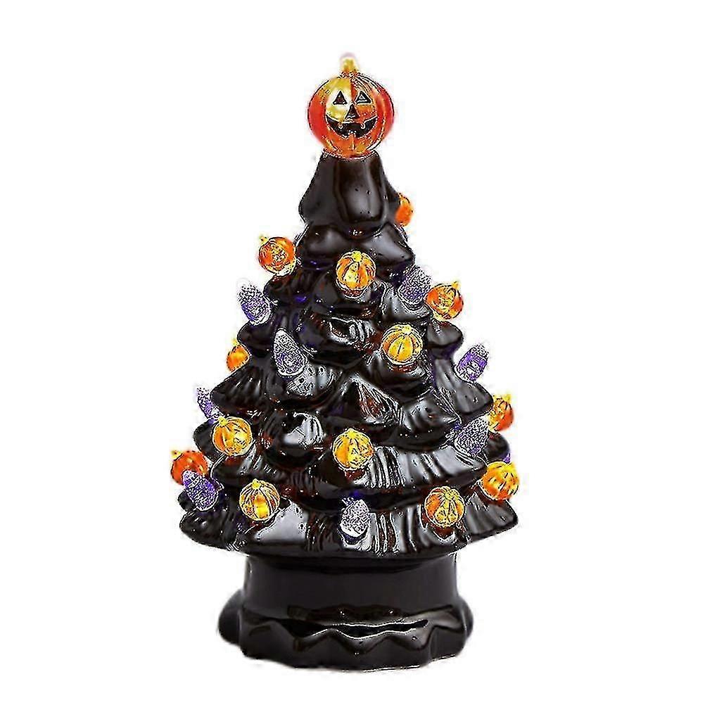 Halloween Tree Lighted Ceramic Tabletop Decoration - Pumpkin Light