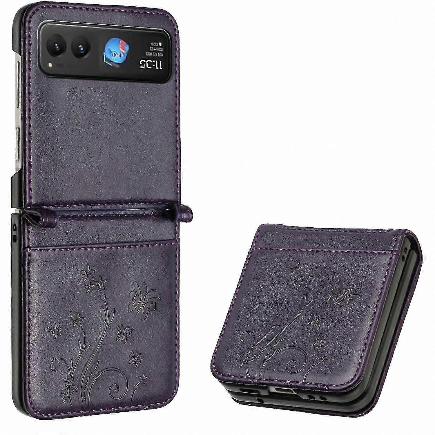Floral Design Leather Phone Case with Card Holder for Razr 40 5G