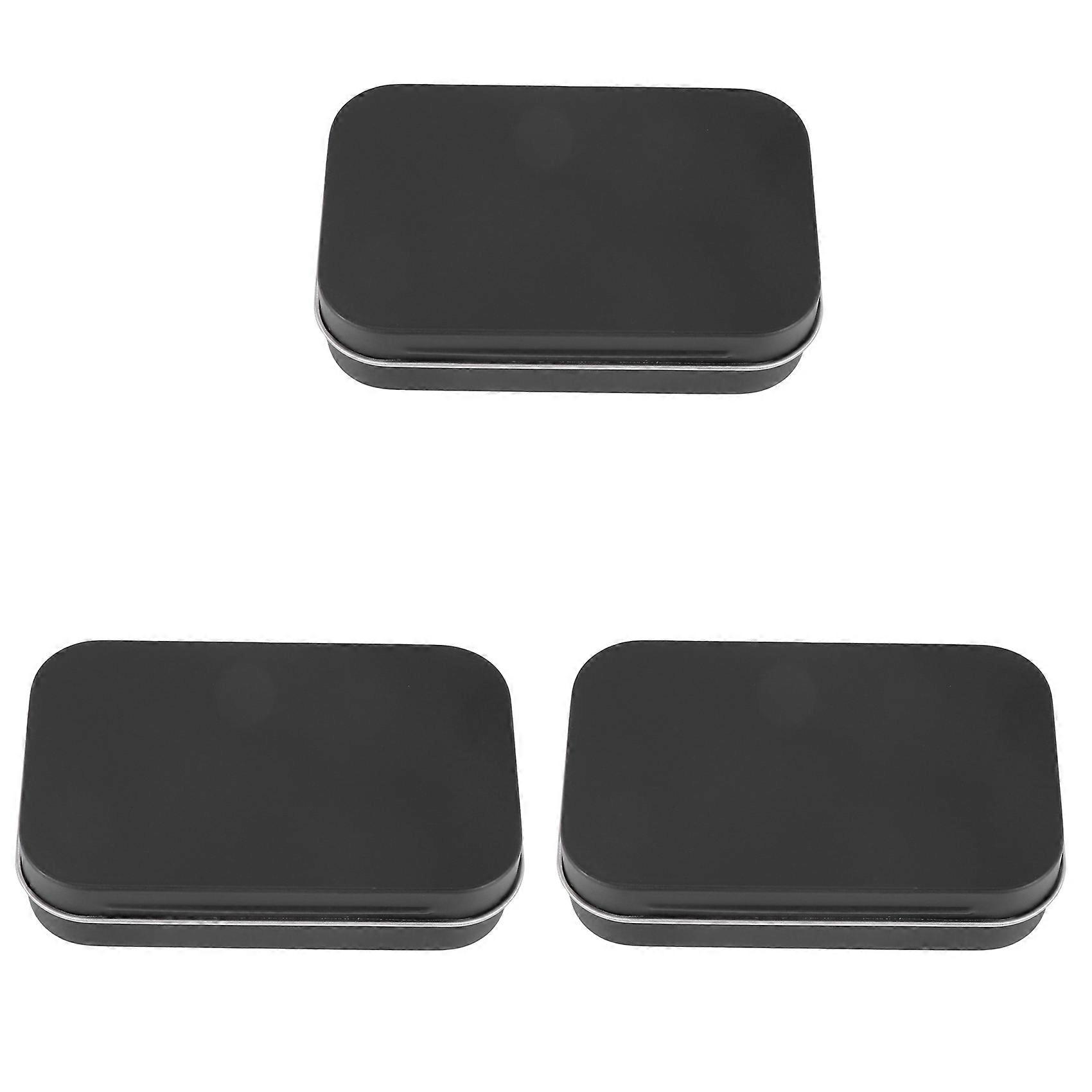3Pcs 95X60X21mm Black Tin Box Black Metal Box with Matte Candy Box Small Box