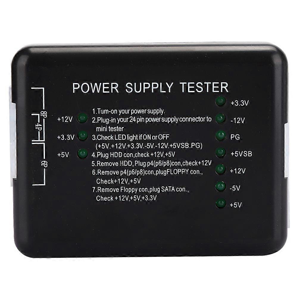 Power Supply Tester Black ABS Support ATX with LED Indicator Light Computer Parts