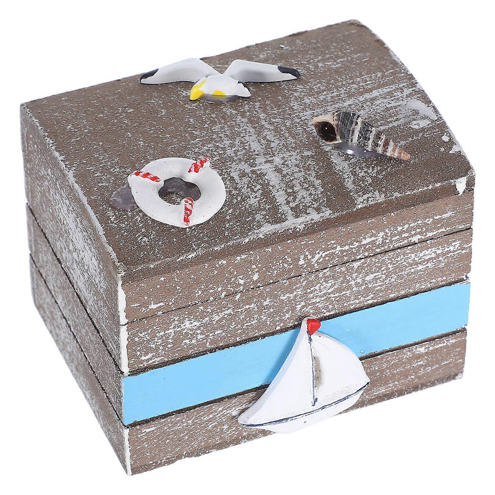 Handcrafted Ocean Wooden Box for Storage 3Pcs Chest