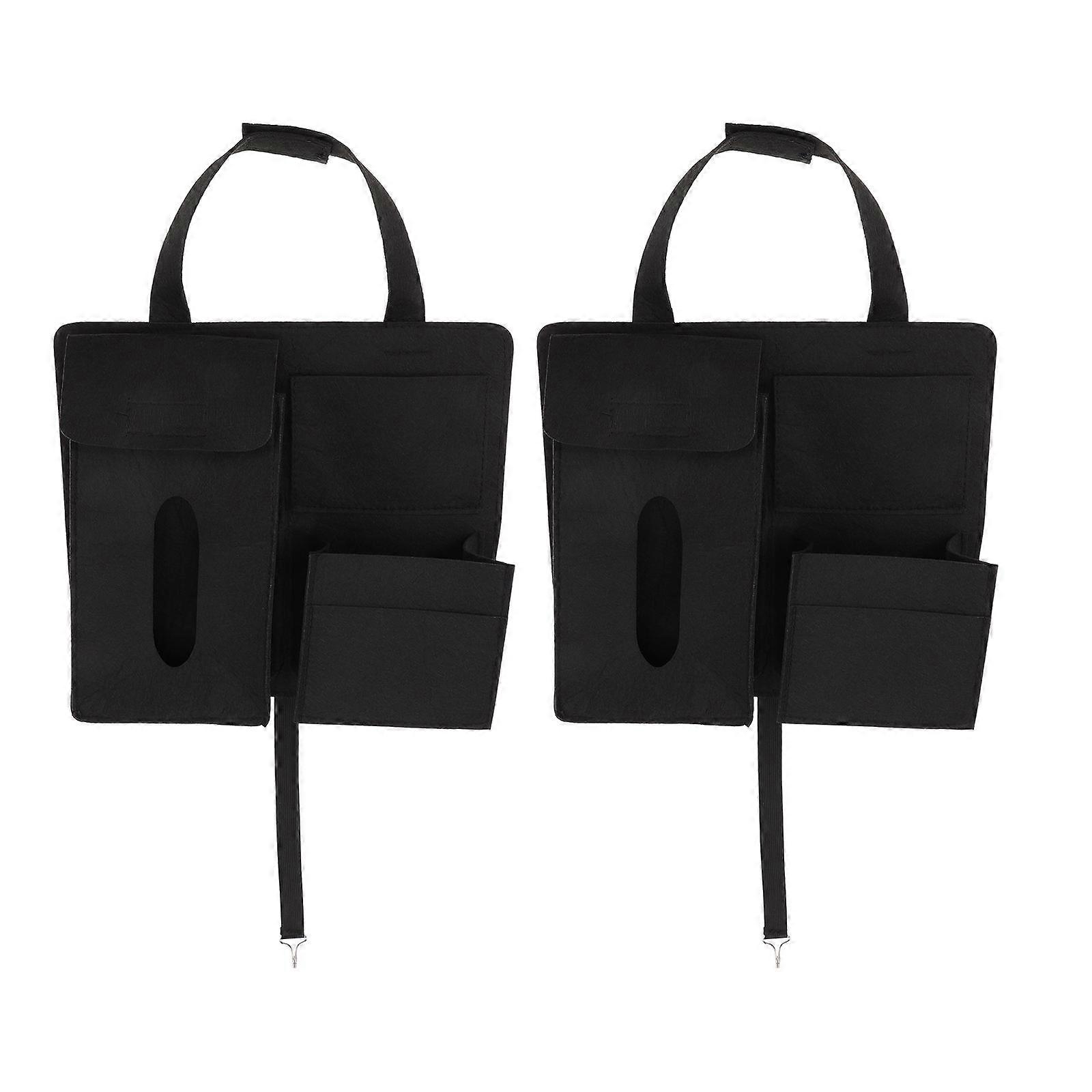 Backseat Storage Pockets Felt Organizer for Hanging 2Pcs Black