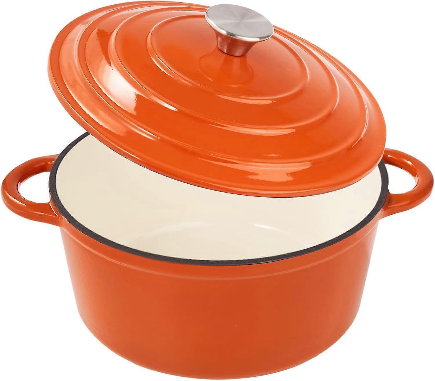 4.5 Qt Enameled Cast Iron Dutch Oven with Lid, Dual Handles, Pre-Seasoned, Oven Safe to 500°F, Non-Stick, All Cooktops, Blue