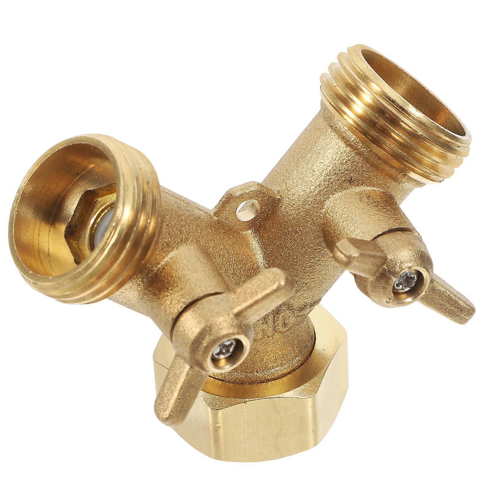 Garden Hose Brass Y Valve Water Connector for Irrigation 3Pcs Splitter Adapter