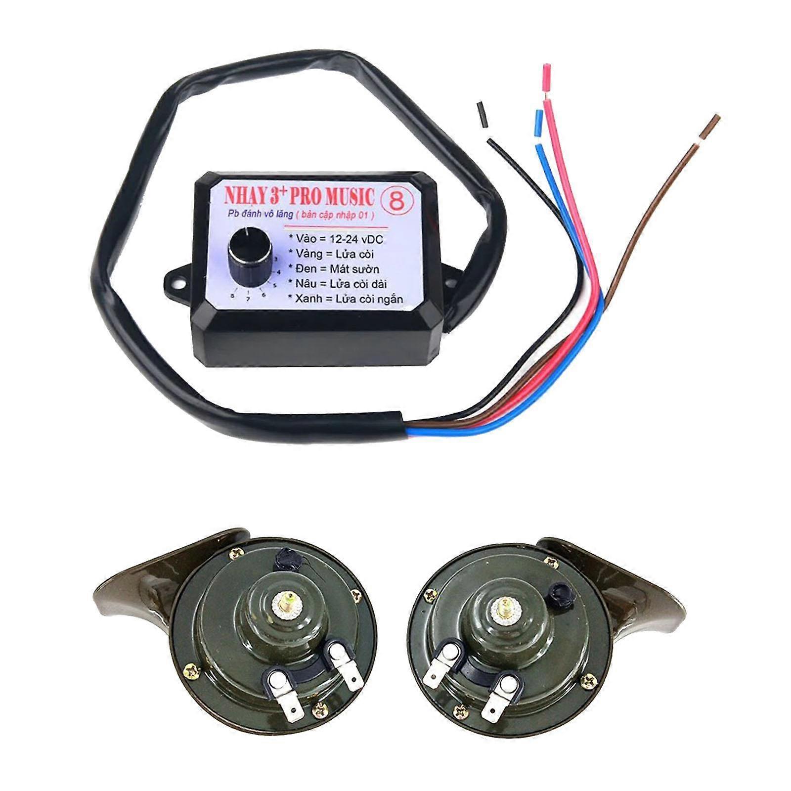 12V Car Van Electric Horn Controller Set Adjustable Knob Control Box 12 sounds