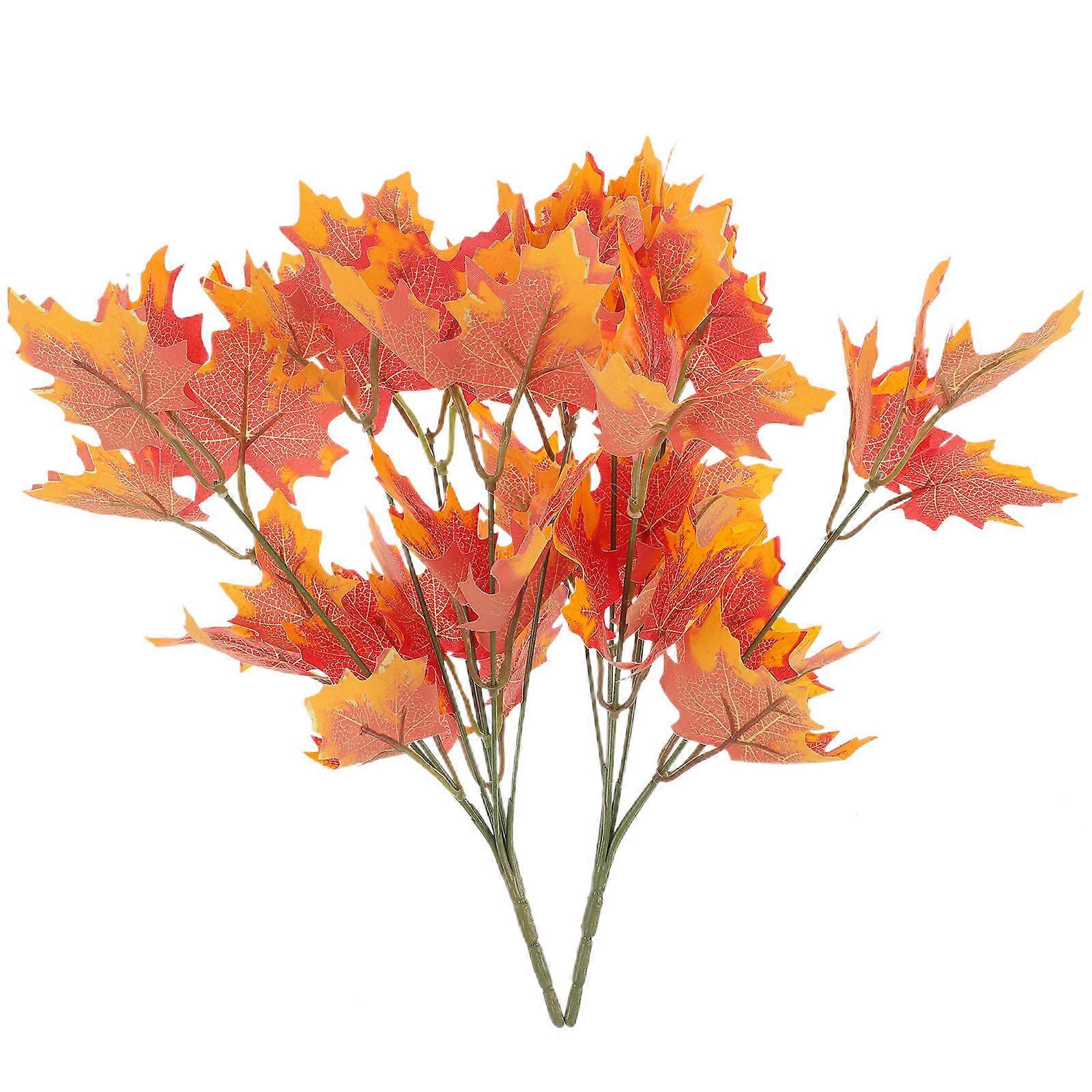 Faux Maple Leaves Branch For DIY Bouquet And Table Decoration In Fall Theme 29X13Cm 24Pcs