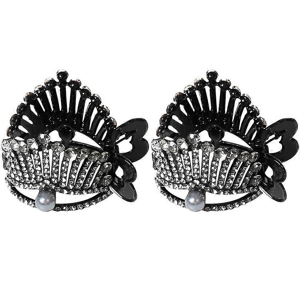 Rhinestone Ponytail Clips For Women Daily Use Elegant Hair Decoration 5X3Cm 4Pcs
