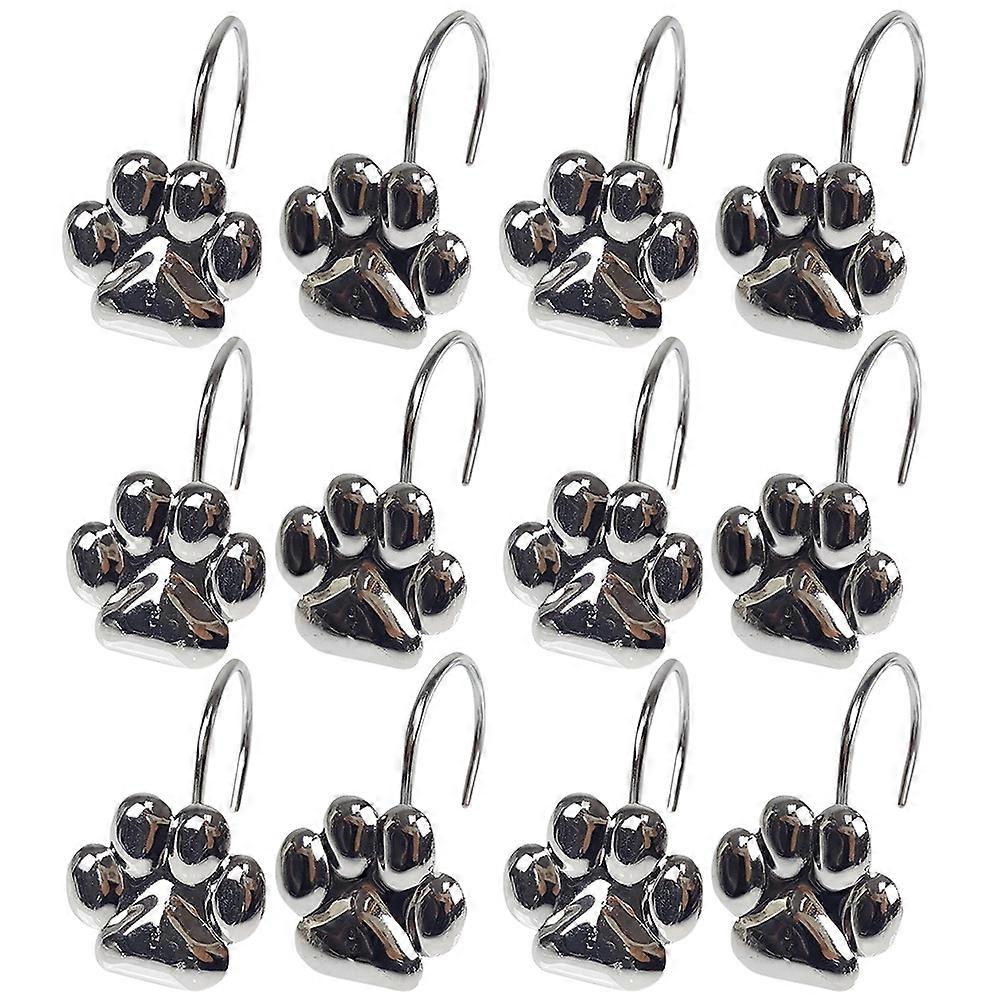 12Pcs Shower Curtain Hooks Iron Material for Easy Curtain Use Silver