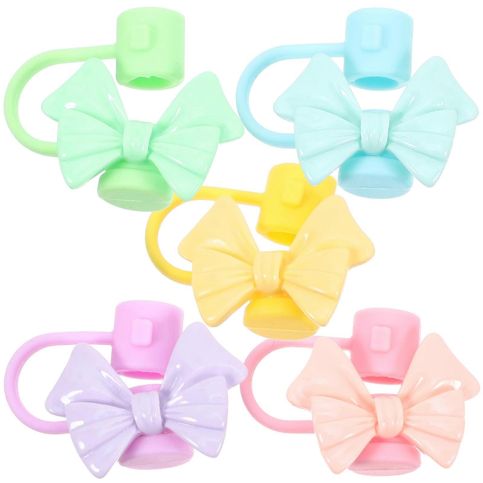 Reusable Silicone Bow Straw Toppers 25Pcs Straw Identification Assorted Color Suitable For Parties