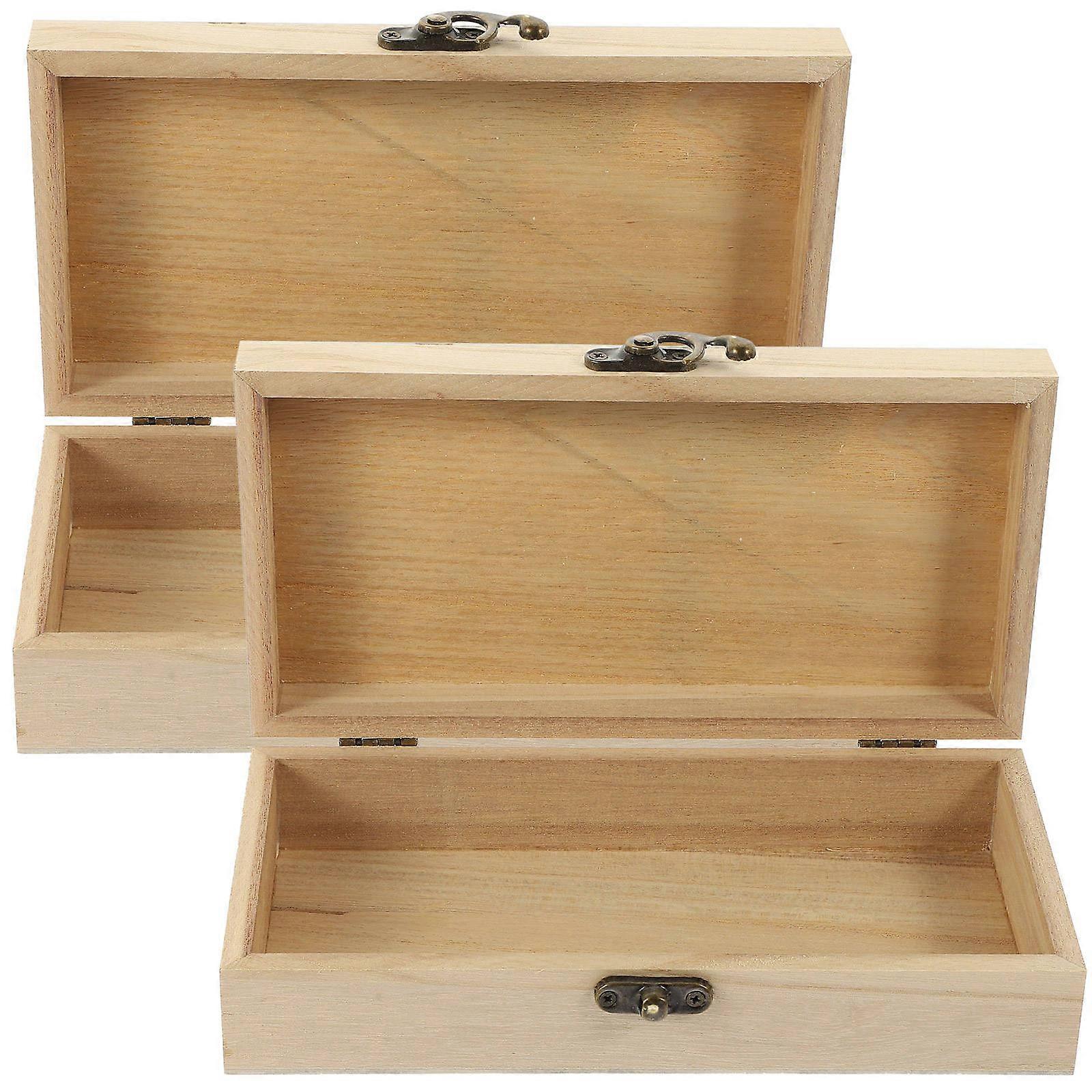 Jewelry Organizer Wooden Rectangular Box for Storage 10Pcs