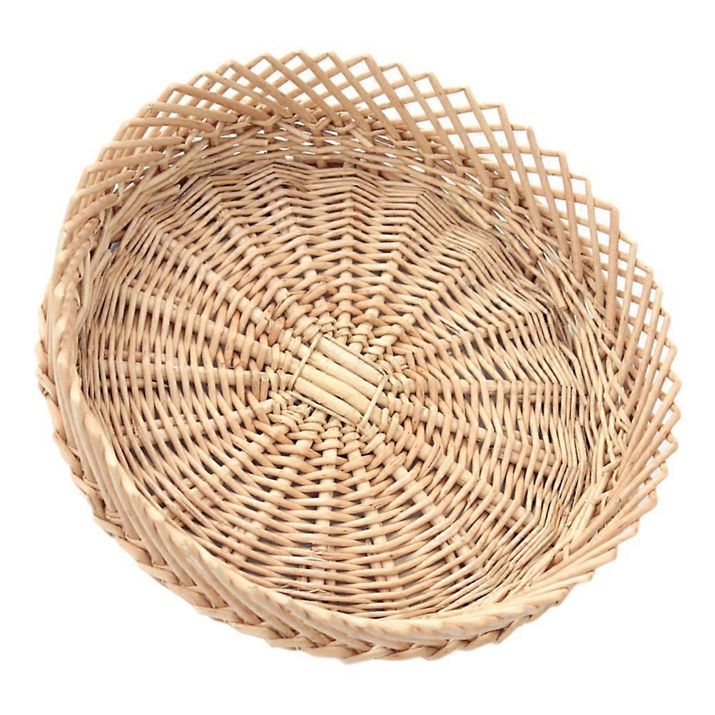Khaki Wicker Basket for Storage Use 1Pcs Round Willow Egg Basket