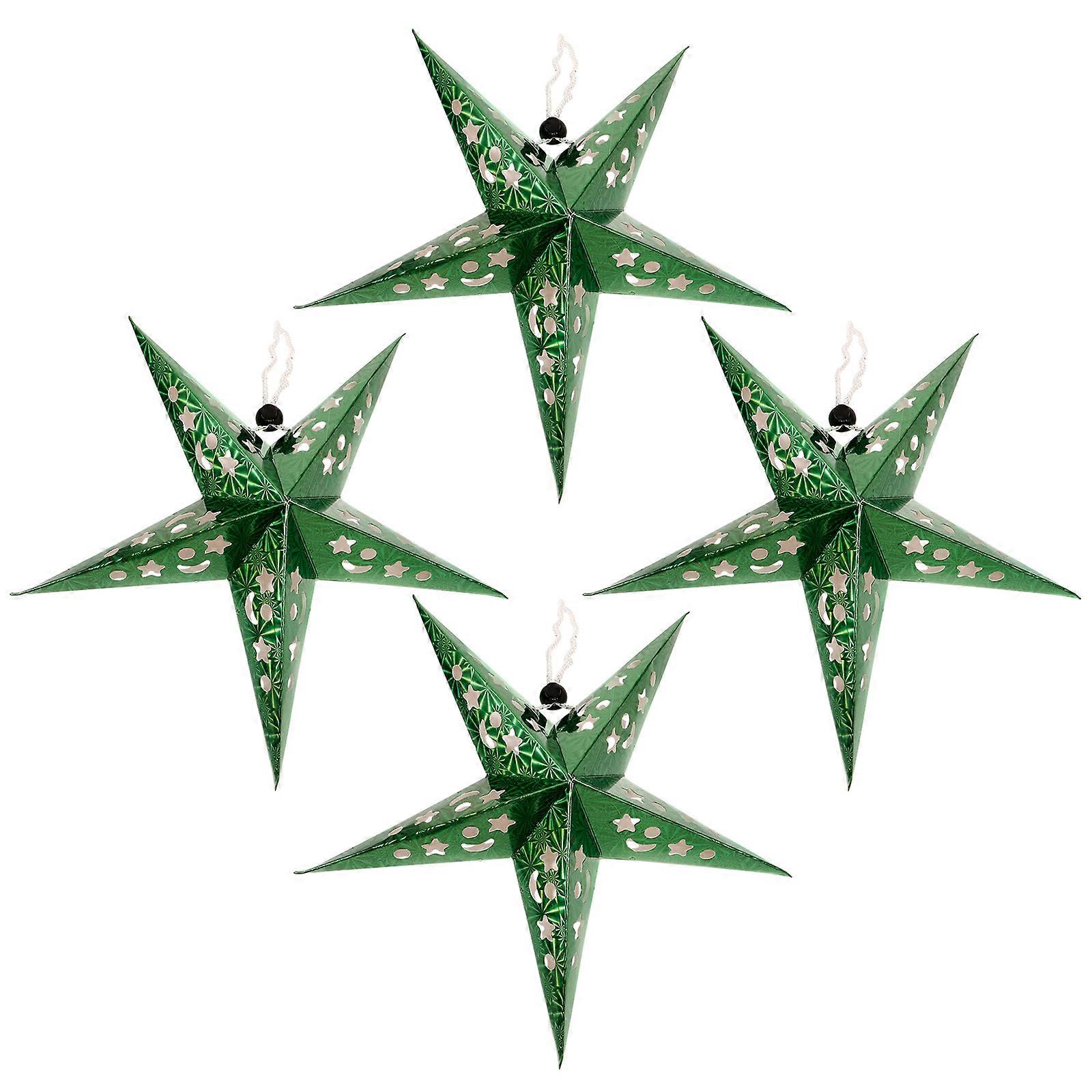 Christmas Hanging Light Five-Pointed Star Pendant Lamp for Decor 4Sets