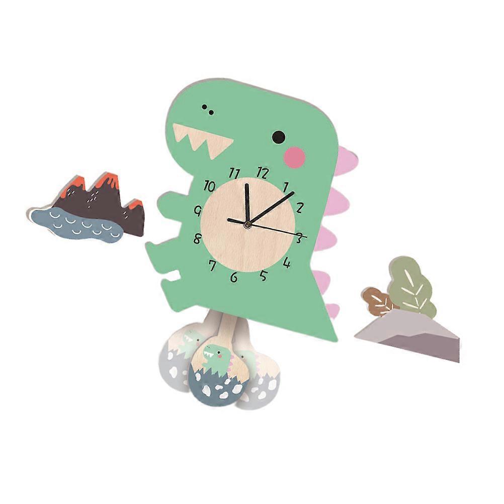 Kindergarten Decorative Wall Clock for Hanging 2Pcs Dinosaur Pendulum Clock