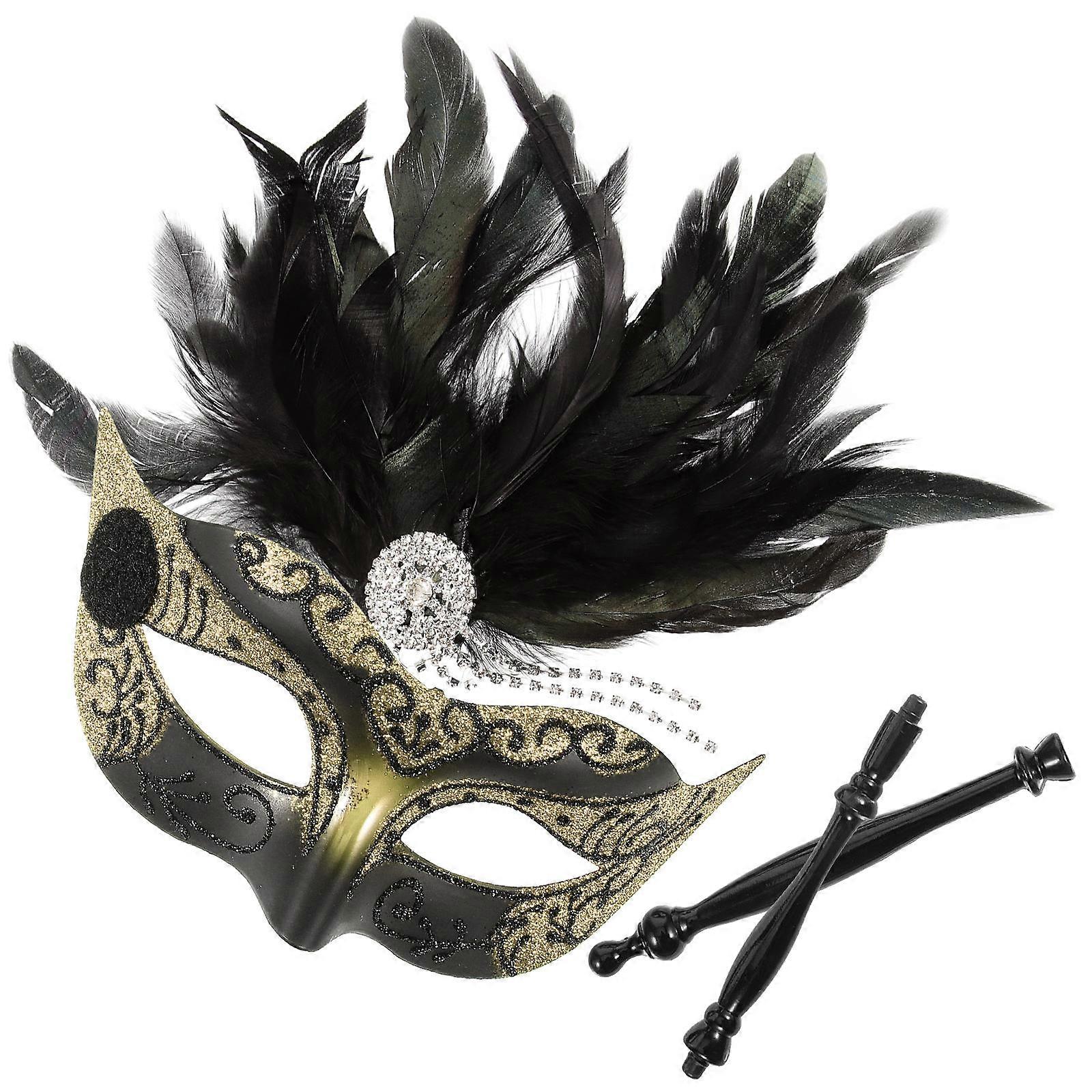 Handheld Half Face Mask Masquerade Mask for Cosplay Party