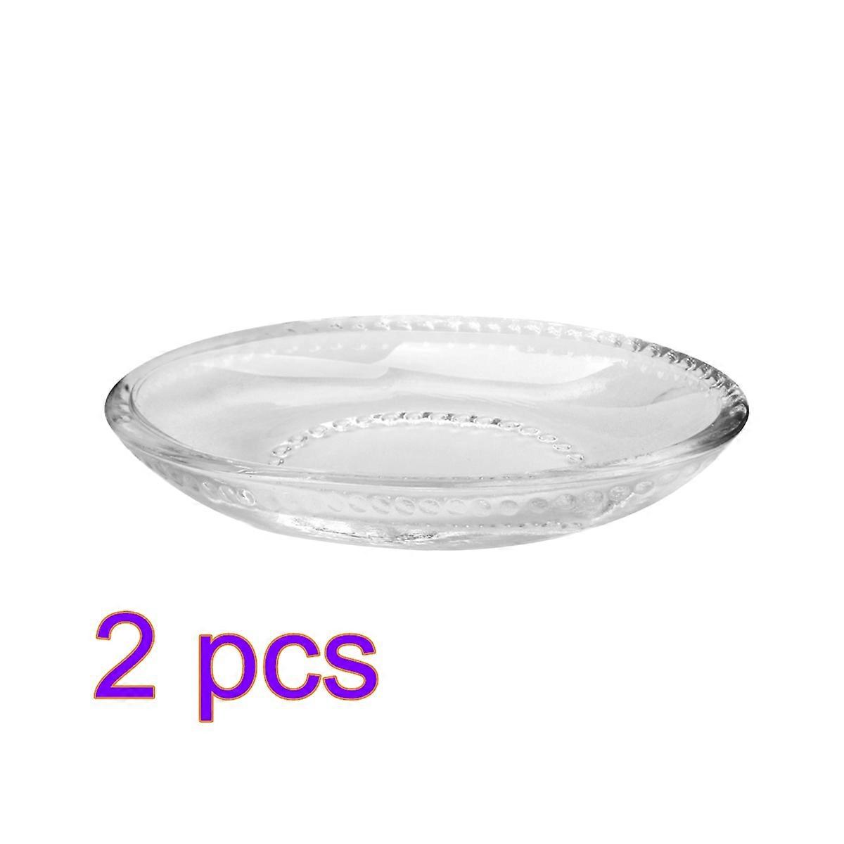Oval Soap Case Glass Holder for Soap Holding 2Pcs Transparent