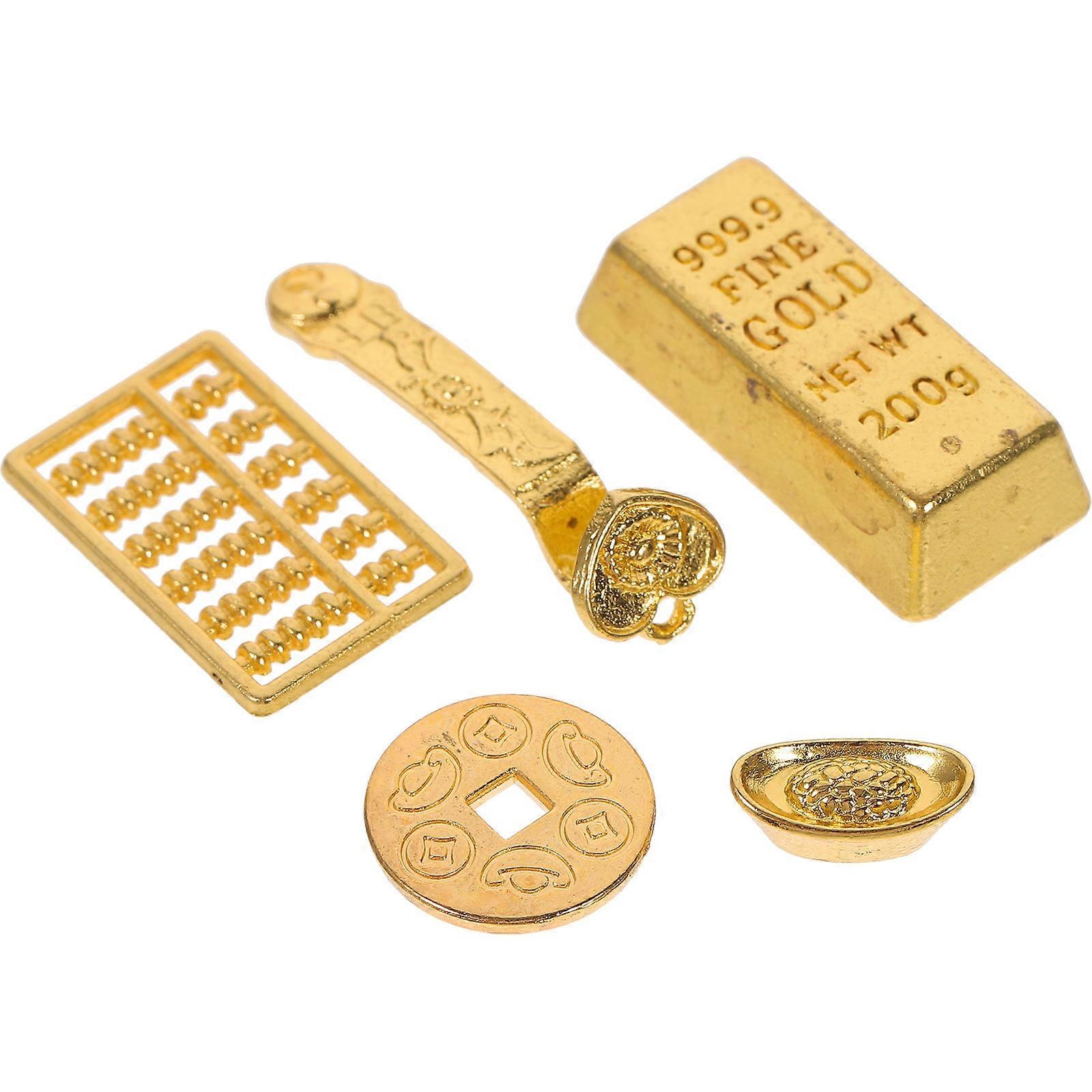 Miniature Ingot for Decoration 5Sets Plastic Golden Craft
