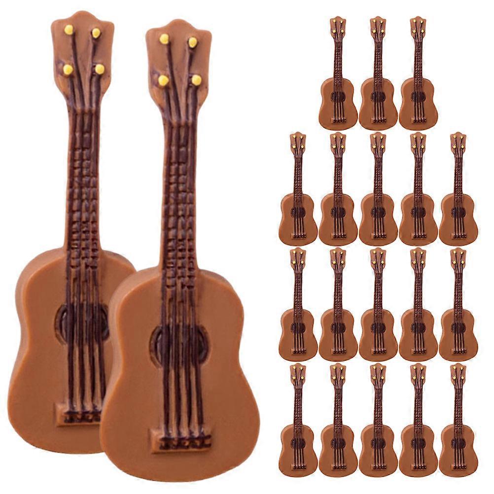 Miniature Guitar Small Guitar Models for Party 80Pcs Resin Brown