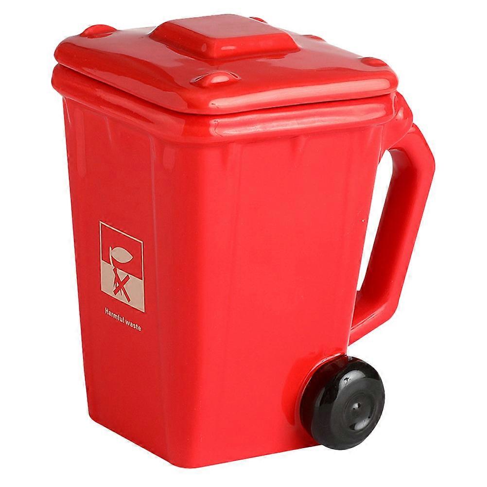Ceramic Coffee Mug Daily Use Trash Can Shape Red 400ml Water Holding 1Pack