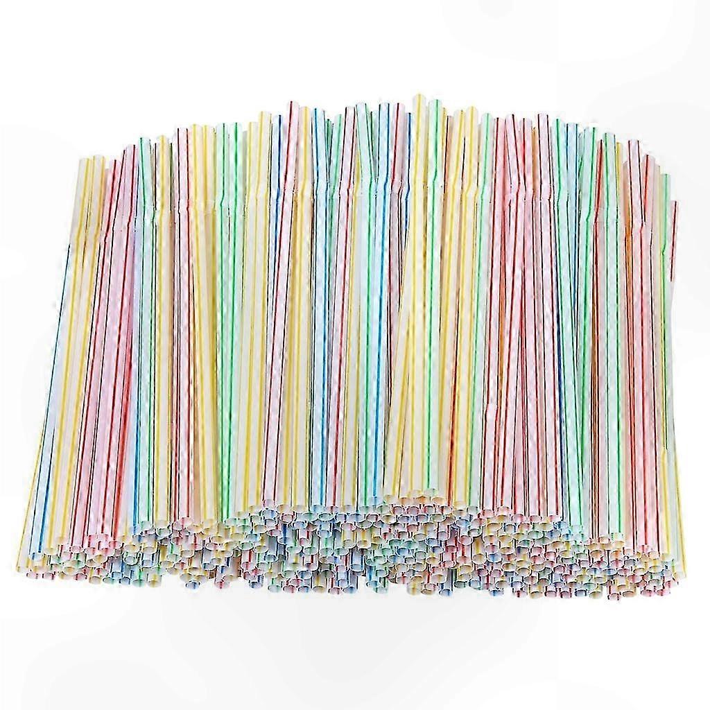 Multi-Color Bendable Drinking Straws, 8 Inch, 300 Count, Flexible Striped Straws for Parties and Home Use