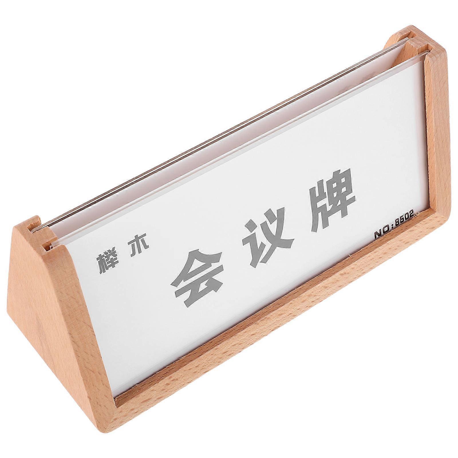 Wood Base Acrylic Table Sign Holder for Business Desk 5Pcs Display