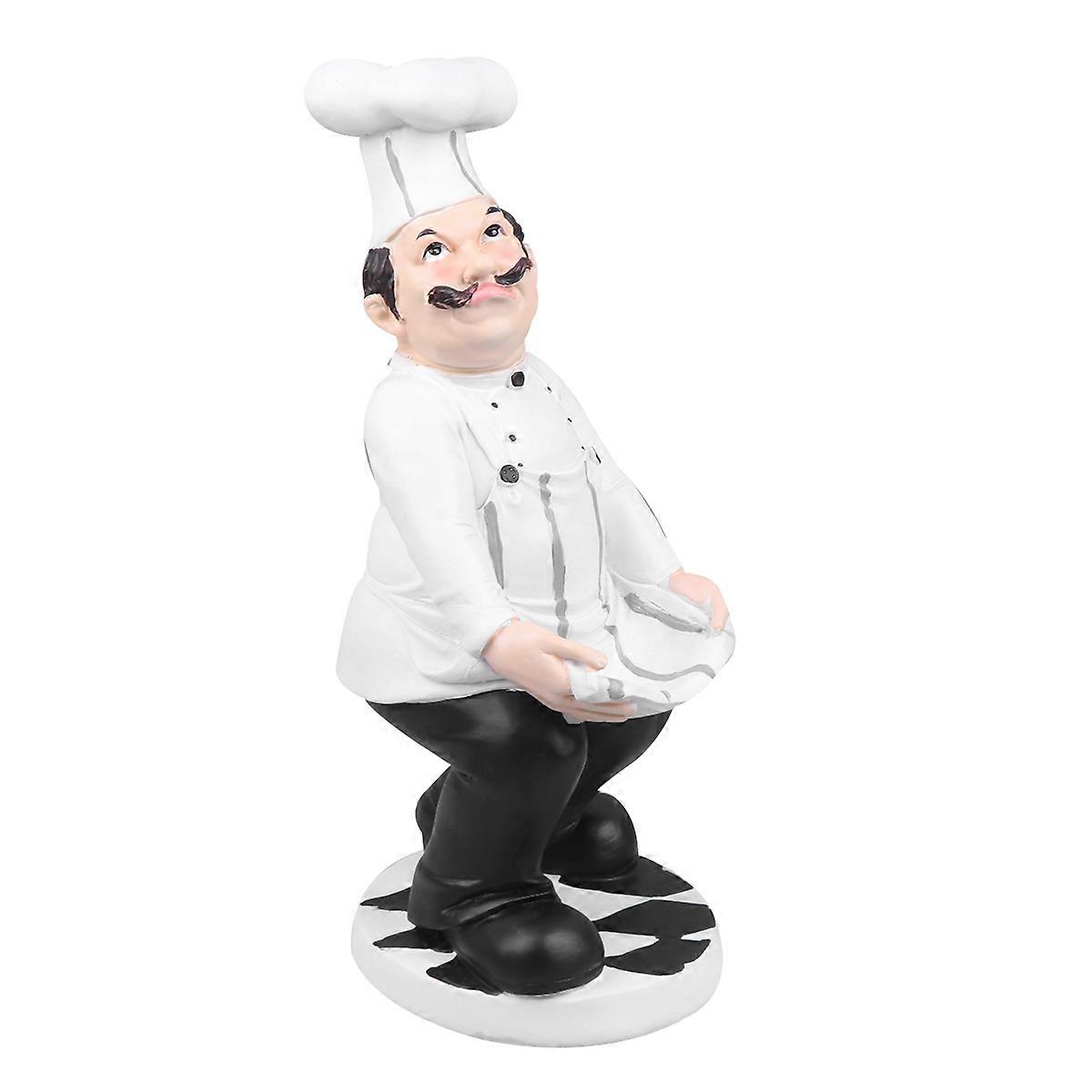 Chef Statue Resin Chef Ornament for Decoration 2Pcs European Style Mini Figurine