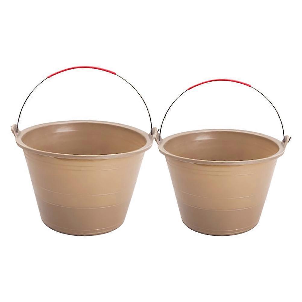 Utility Bucket 2Pcs Square Construction Pot for Builders At Outdoor Work Grey Plastic Material for Material Transport
