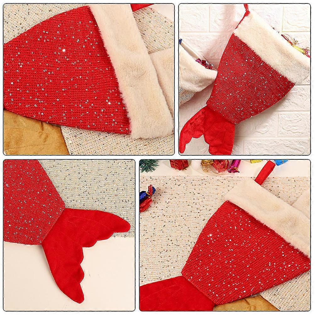 Christmas Decor Hanging Pouch Mermaid Sock for 2Pcs