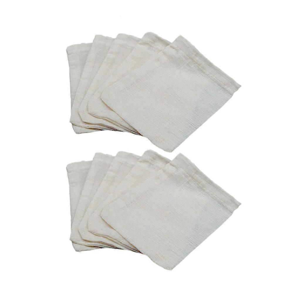 Tea Filter Bags Cotton Cloth Drawstring for Making Tea 40Pcs White