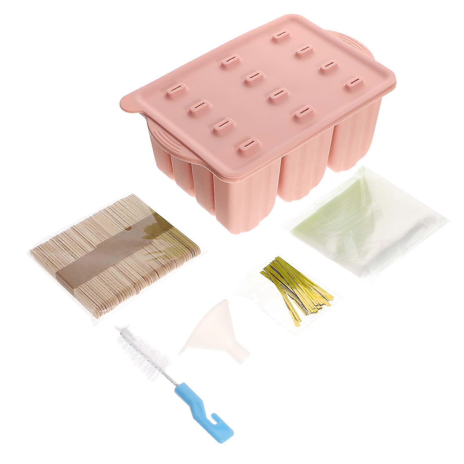 Silicone Popsicles Mold Pink Popsicles Maker for DIY Use 1Set 12 Grid
