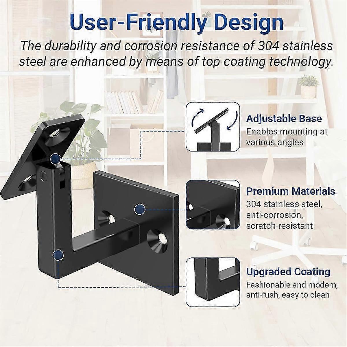 4 Pack Adjustable Handrail Brackets, Stair Railing Brackets