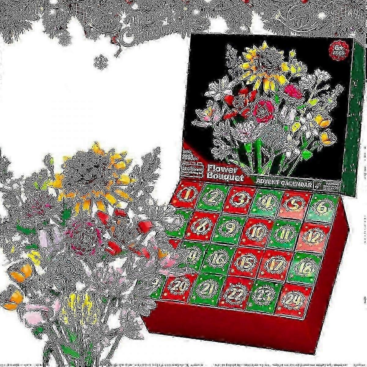 2025 Christmas Advent Calendar with 24 Day Flower Bouquet Building Blocks