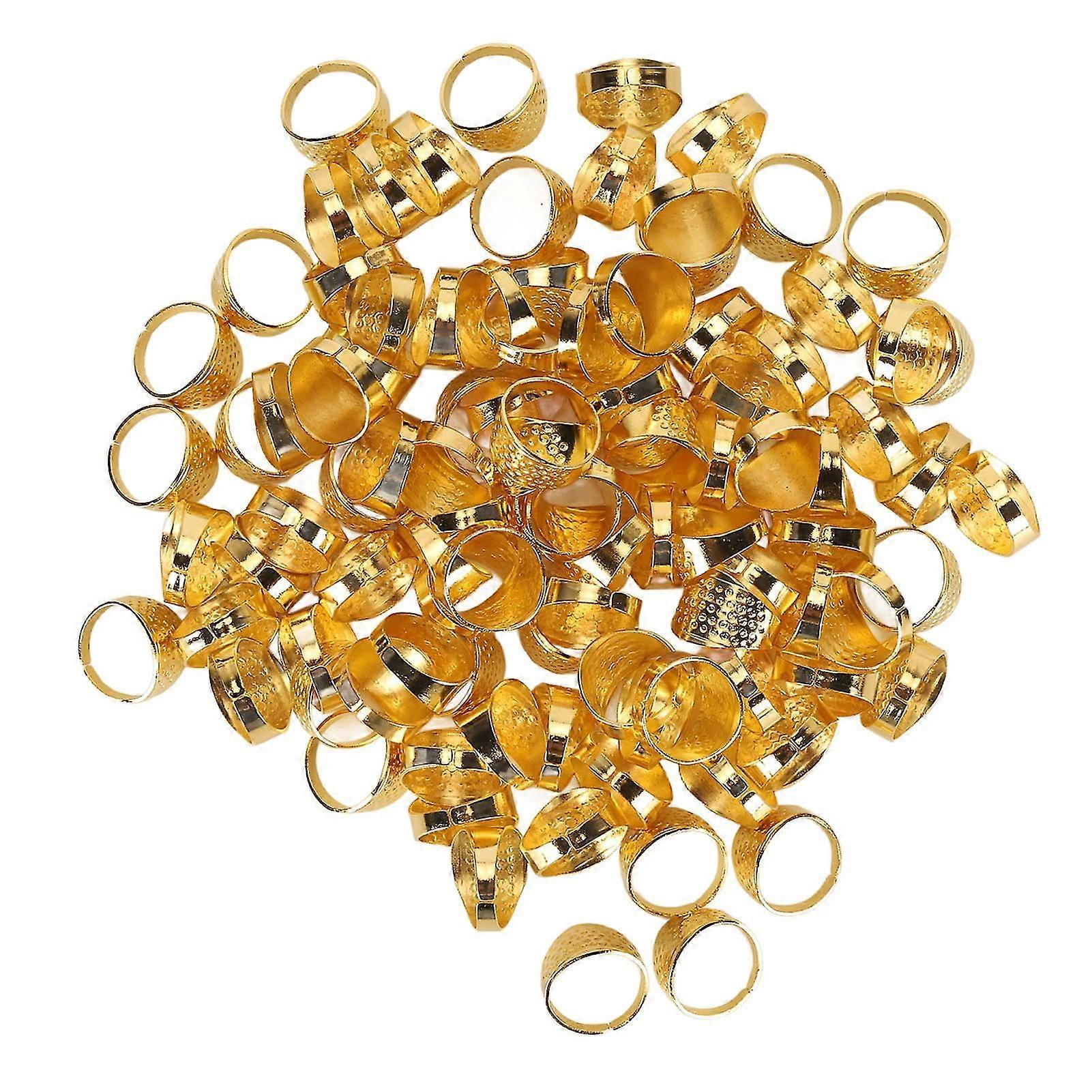 100pcs Metal Sewing Thimble Adjustable Size Rust Resistant DIY Sewing Finger Protector Finger Shield Ring Finger Guards