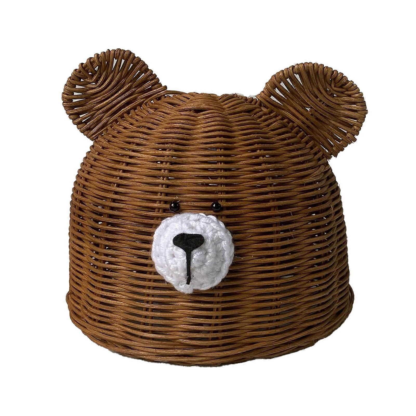 Lampshade Cover Bear Shape Dust-proof Rattan Lovely Appearance Replacement Lamp Shade for Home