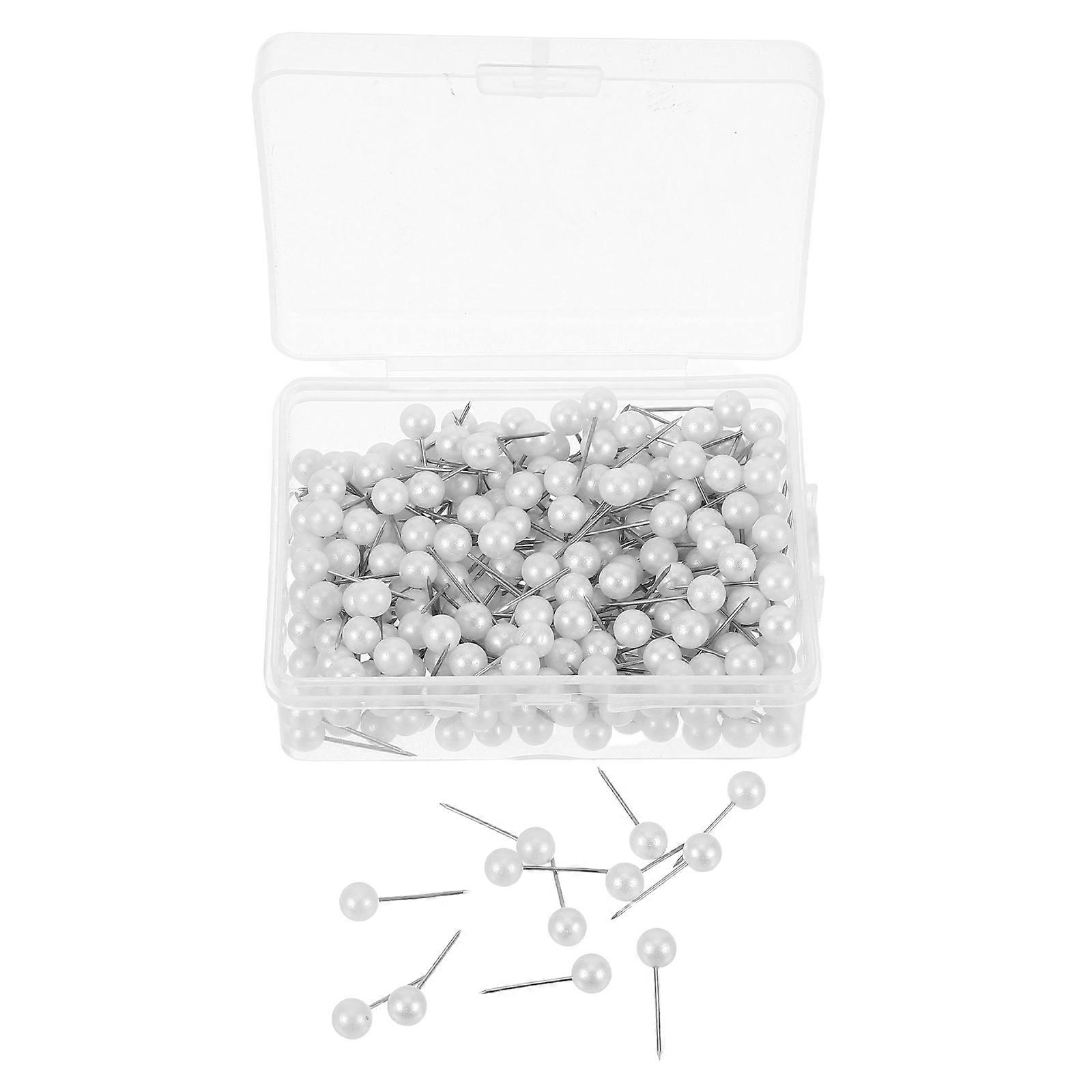 300Pcs Decorative White Round Push Pins for Holding Use Plastic Map Pins