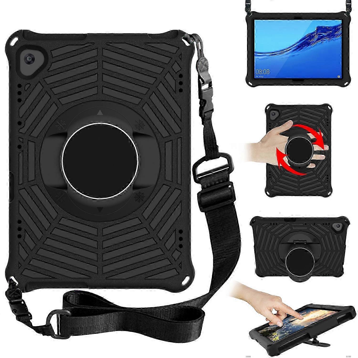 25-26 For Huawei MediaPad T5 Spider King EVA Protective Case with Adjustable Shoulder Strap & Holder