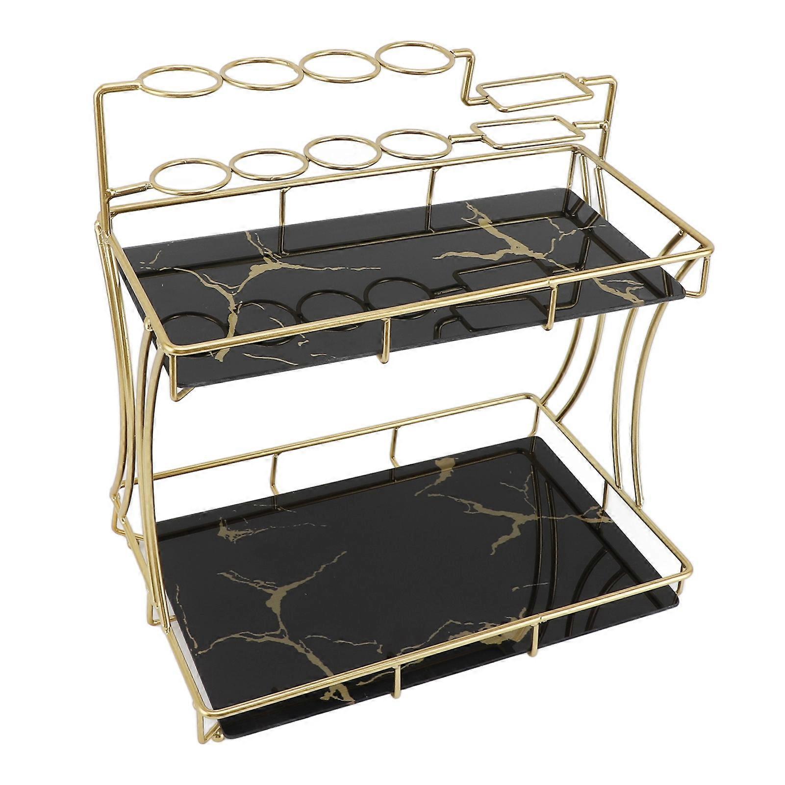 Countertop Storage Rack Double Layer Waterproof with Toothbrush Holder