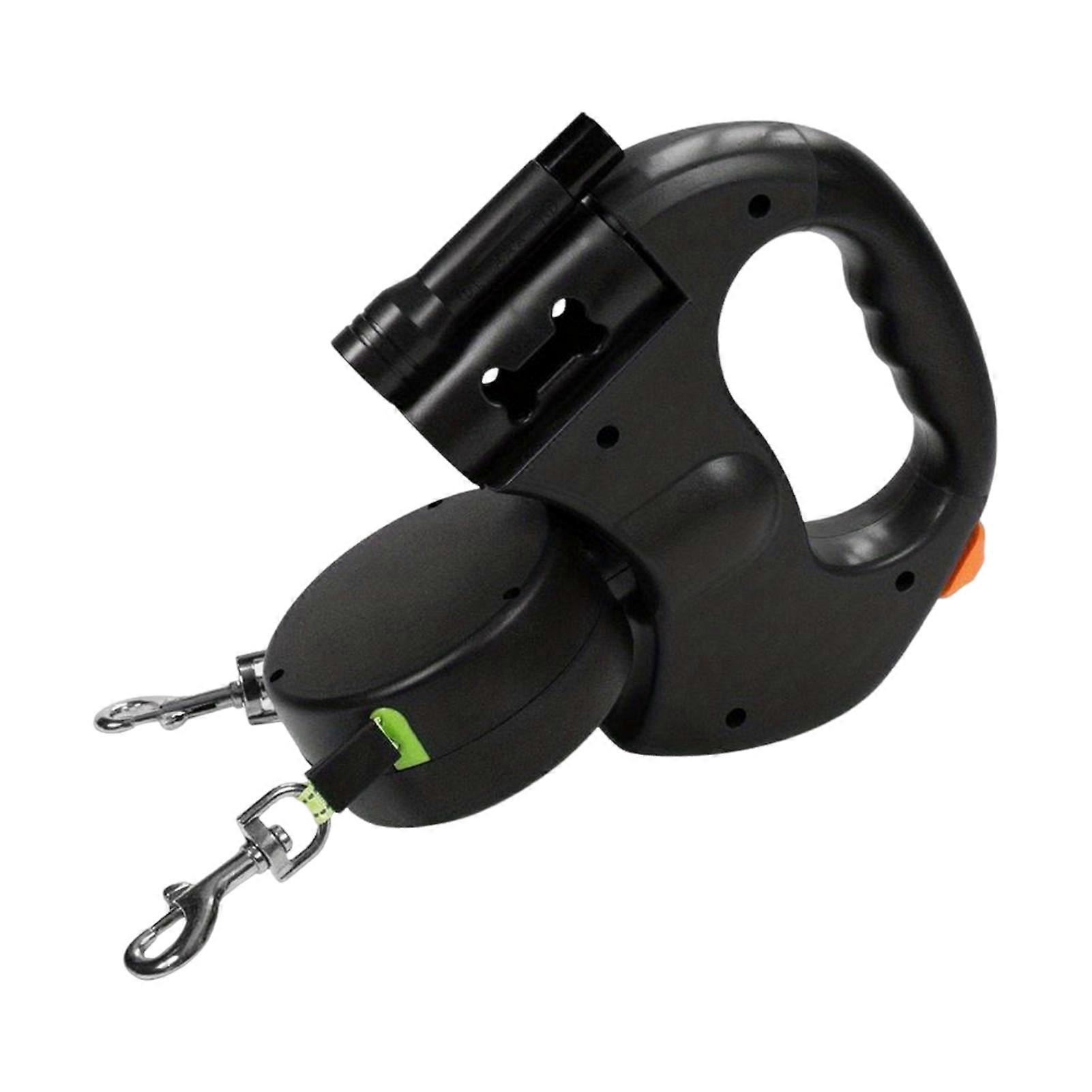 Retractable Dual Doggie Leash with LED Light, 360 Swivel No Tangle for Each Dog Independent Braking with Reflective Leads