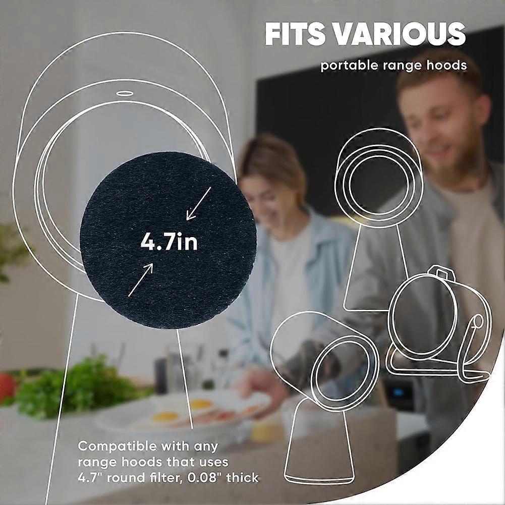 Carbon Filters Set - 6 Pack Replacement Filters for Breetee Portable Range Hoods - 4,7 in Circle Charcoal Filter