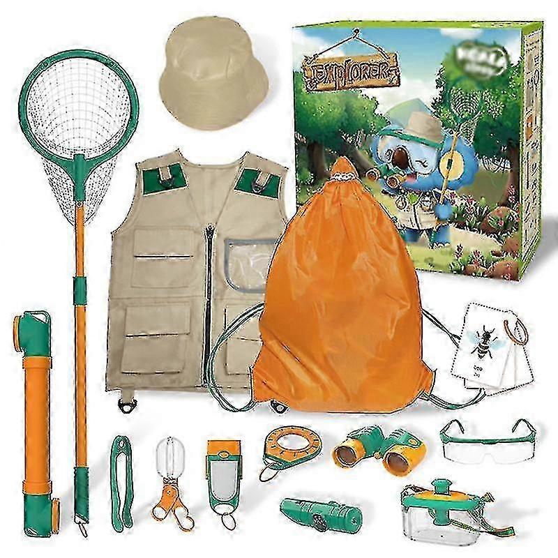 キッズ アウトドアエクスプローラーキット キッズ双眼鏡 アドベンチャー 昆虫 キャッチングキット キャンプ用品 おもちゃ カーゴベスト 帽子 アドベンチャーセット 子供ギフト
