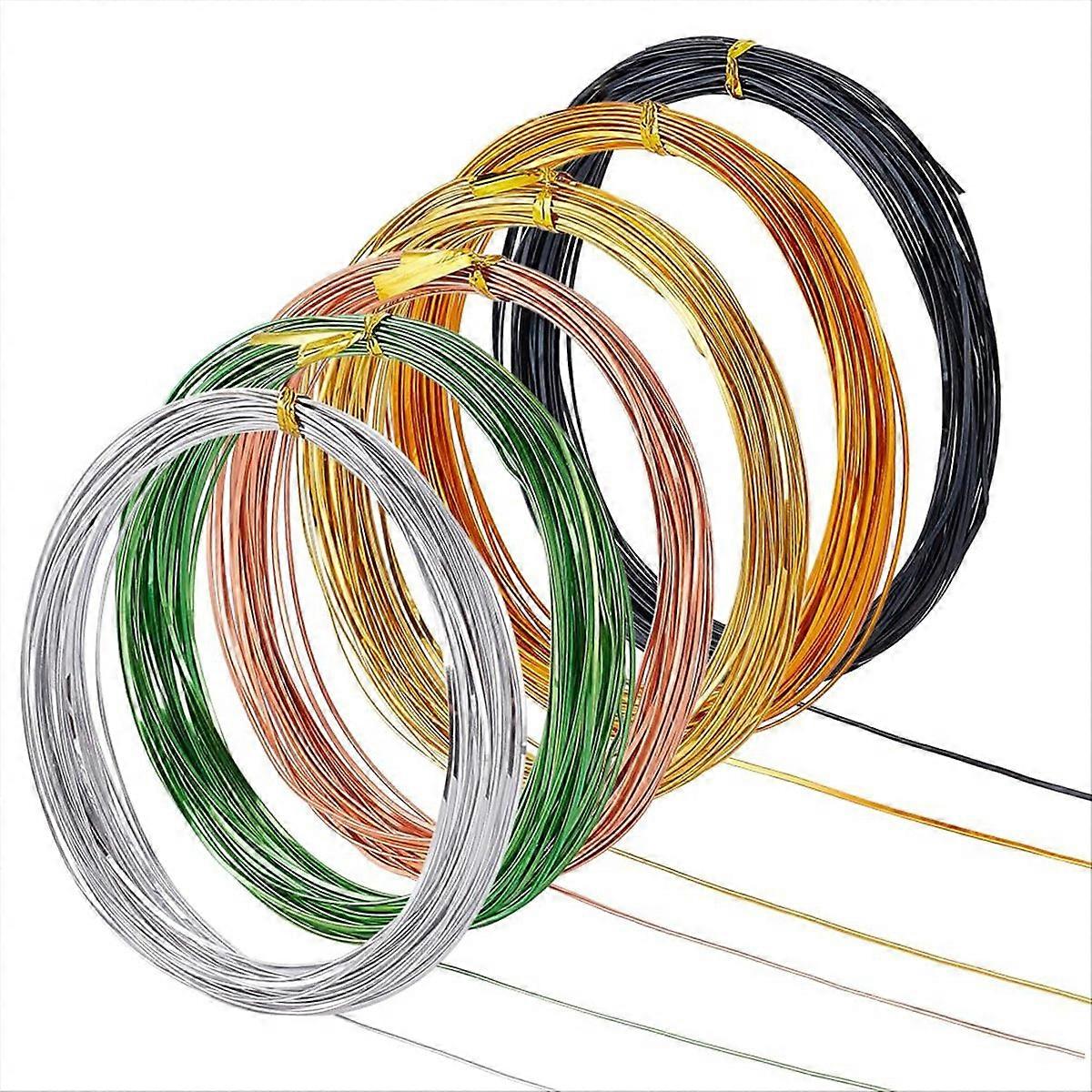 196Ft 6 Colors Flat Aluminum Wire, 0.5x1mm Colored Wire