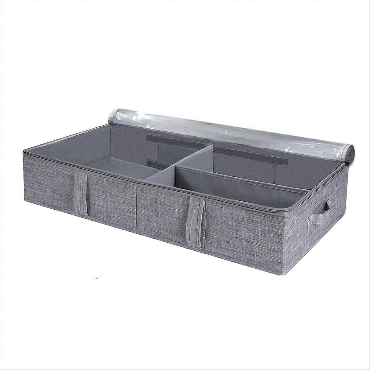 50L Under Bed Storage Box with Lid, Foldable Linen Storage Box