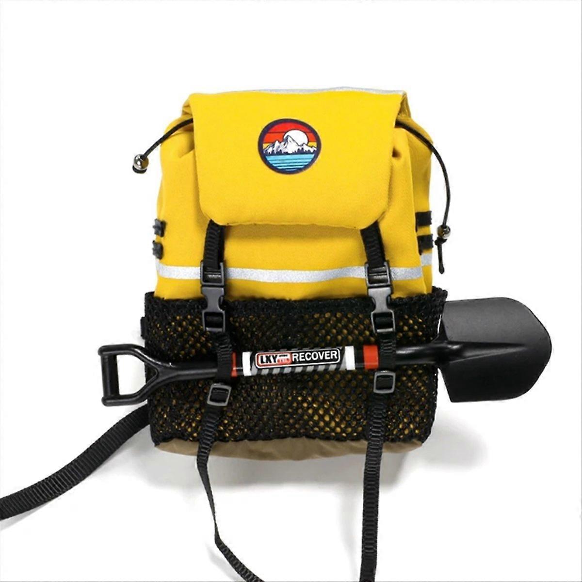 Simulation Backpack Shovel Storage Bag Luggage Bag Handbag Decoration for 1/8 1/10 RC Crawler Car , Yellow Bag+Shovel