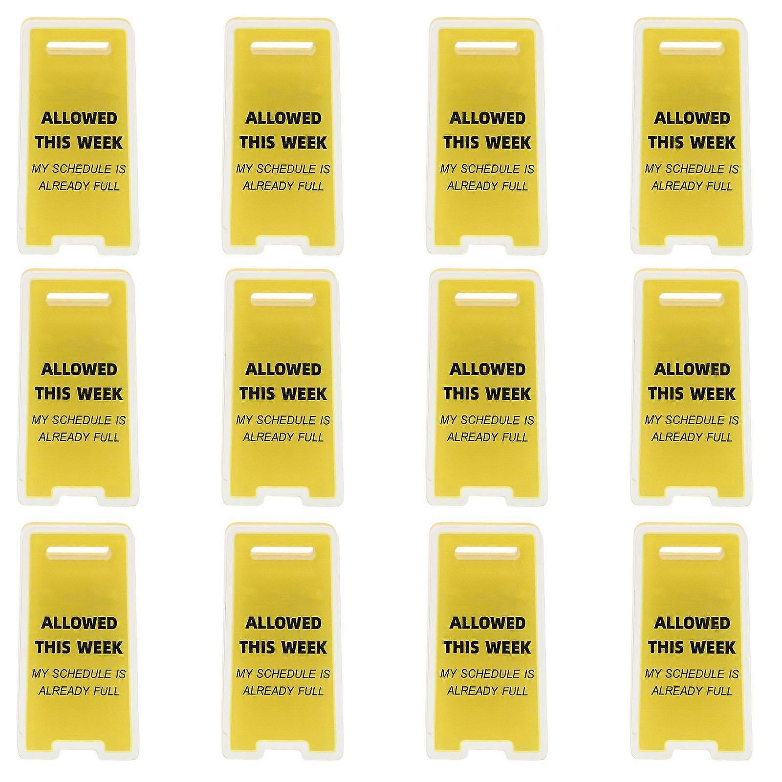 12pcs Funny Desk Caution Signs: Mini Memo Clip Holder Label Holder for Table Notes Message Cute Desktop Caution Overstimulated Sign for Employees