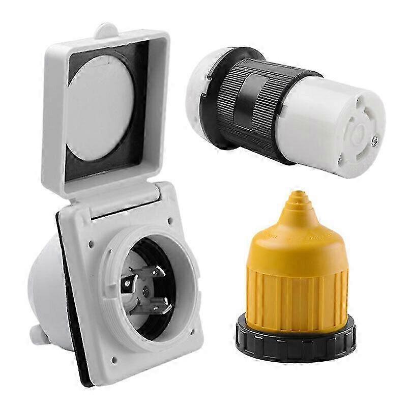 3Pcs 125V Rv Power Twist Lock Plug Inlet 30Amp Female Locking Connector with Cover Rv Power Socket Edition 1031