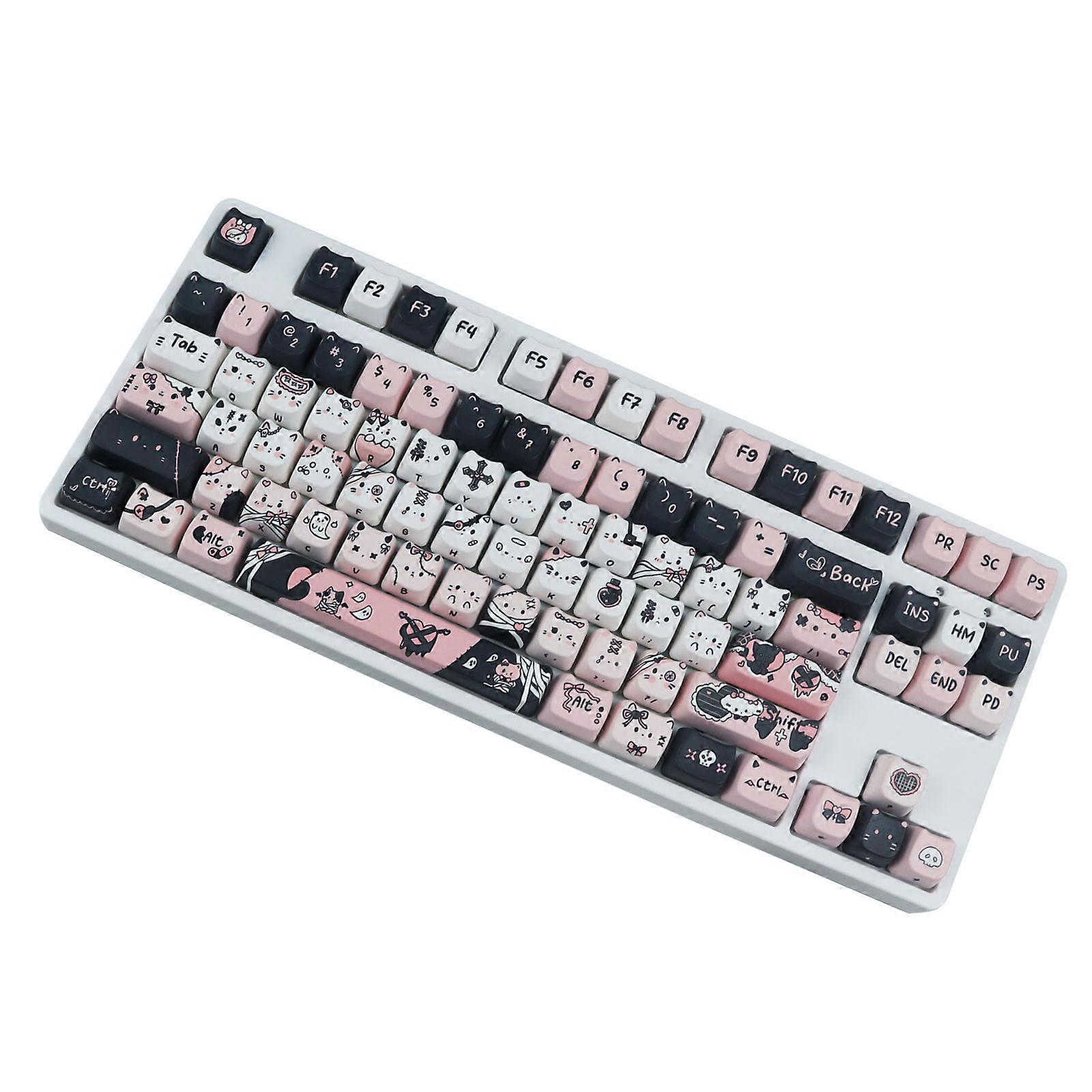Mechanical Keyboards Keycaps With Cute Cats Pattern for 61 87 96 98 104 108 Enhances Typing Experience And Easy Cleaning Multicolor