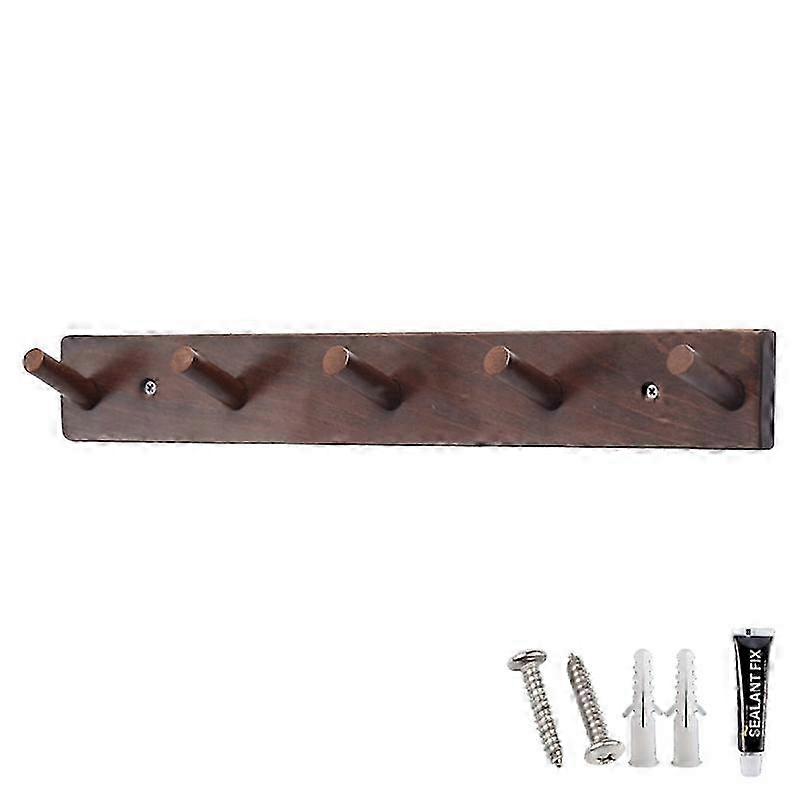 Wooden wall hanger for keys and coats - 5 hooks beech retro