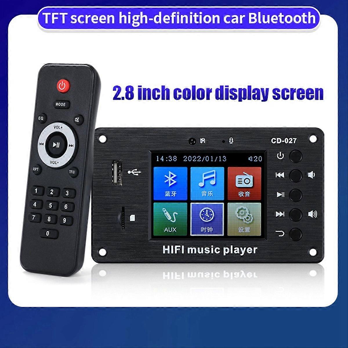 2.8-Inch Color Screen Bluetooth 5.1 Car Synchronization Lossless Decoding Board Time Alarm Clock Fm 